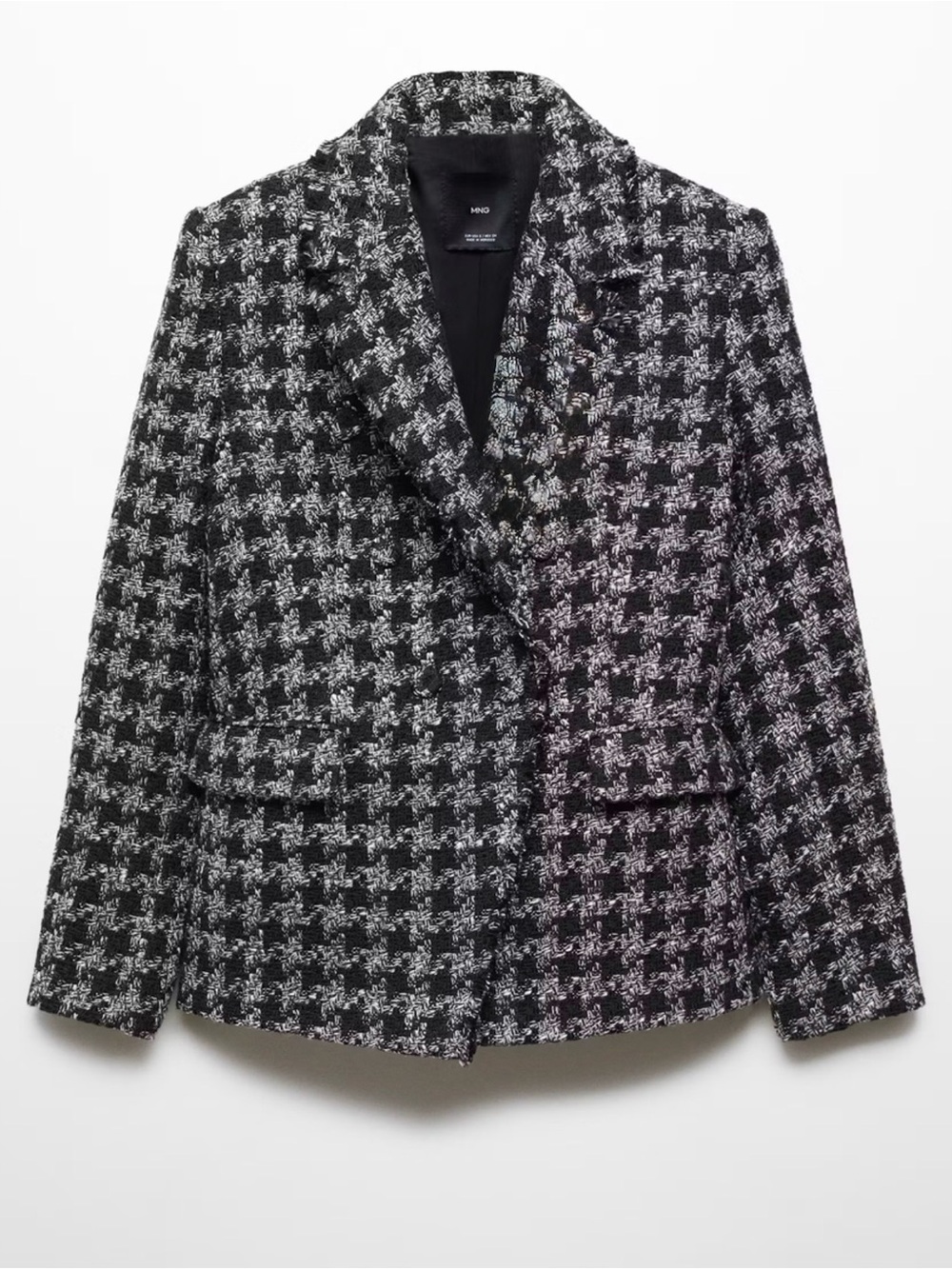 Mango Tweed Bouclé Blazer Black White | Chanel Style Jacket Structured Fit